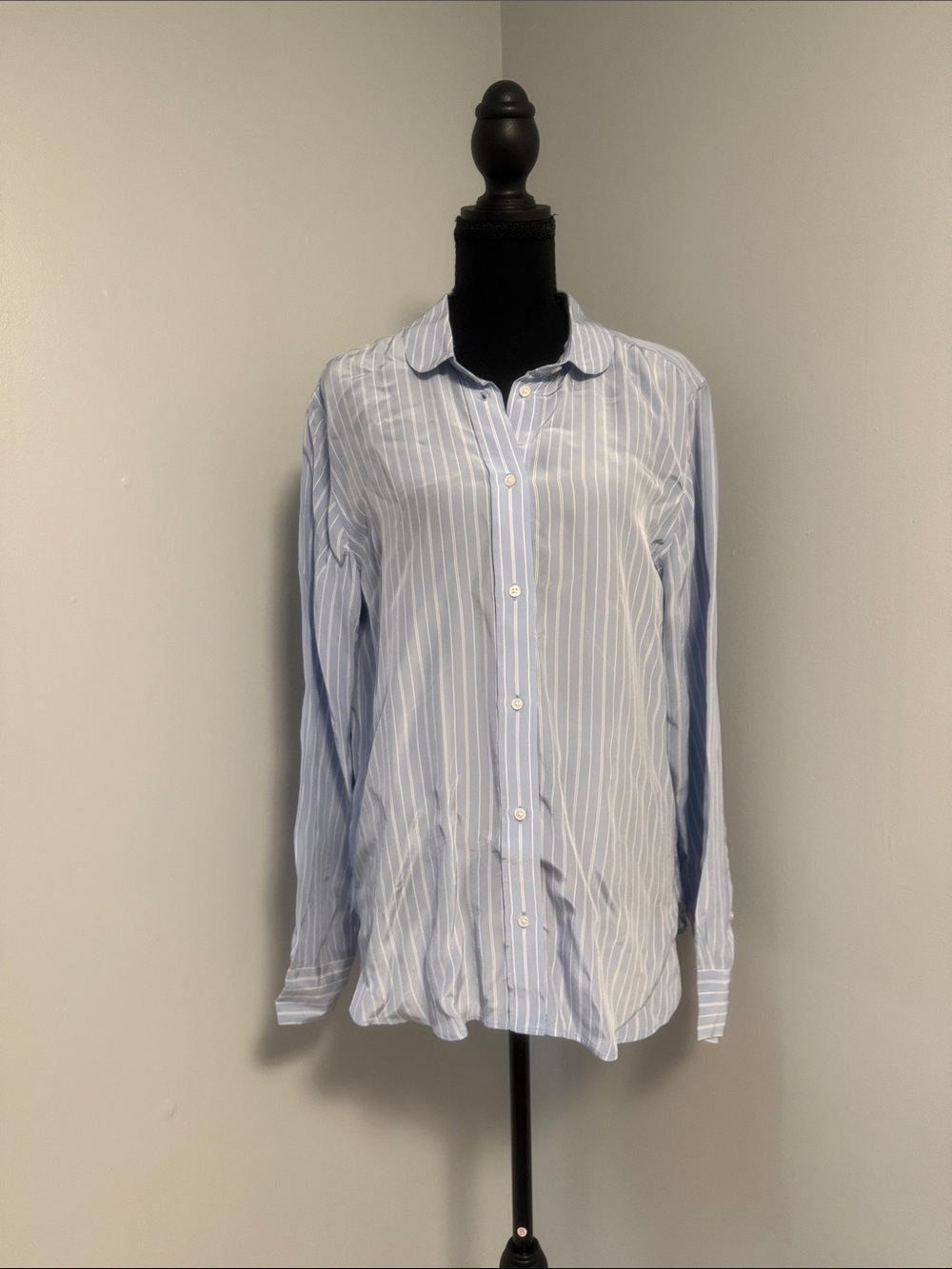 J. Crew Light Blue and White Striped Button-Down Shirt